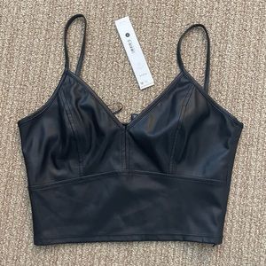 NWT Black Pleather Bustier Crop Top Small Aqua brand